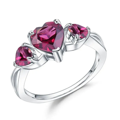 Natural Amethyst Heart Ring - 925 Sterling Silver, 1.19Ct