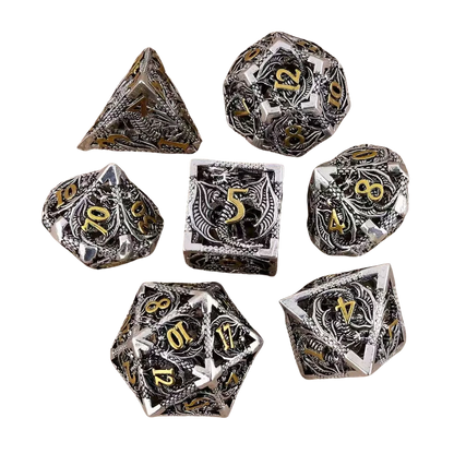 Metal Dragon Dice Set - Hollow D&D Polyhedral Dice