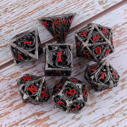 Metal Dragon Dice Set - Hollow D&D Polyhedral Dice