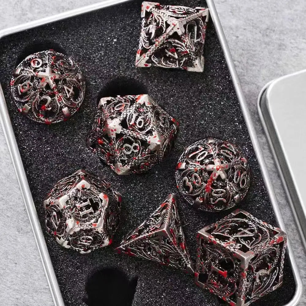 Metal Dragon Dice Set - Hollow D&D Polyhedral Dice
