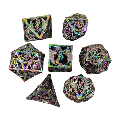 Metal Dragon Dice Set - Hollow D&D Polyhedral Dice
