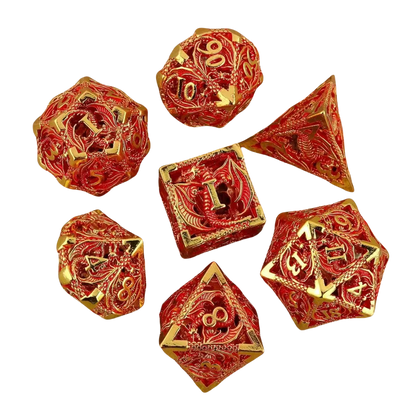 Metal Dragon Dice Set - Hollow D&D Polyhedral Dice