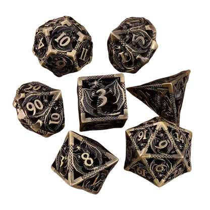Metal Dragon Dice Set - Hollow D&D Polyhedral Dice