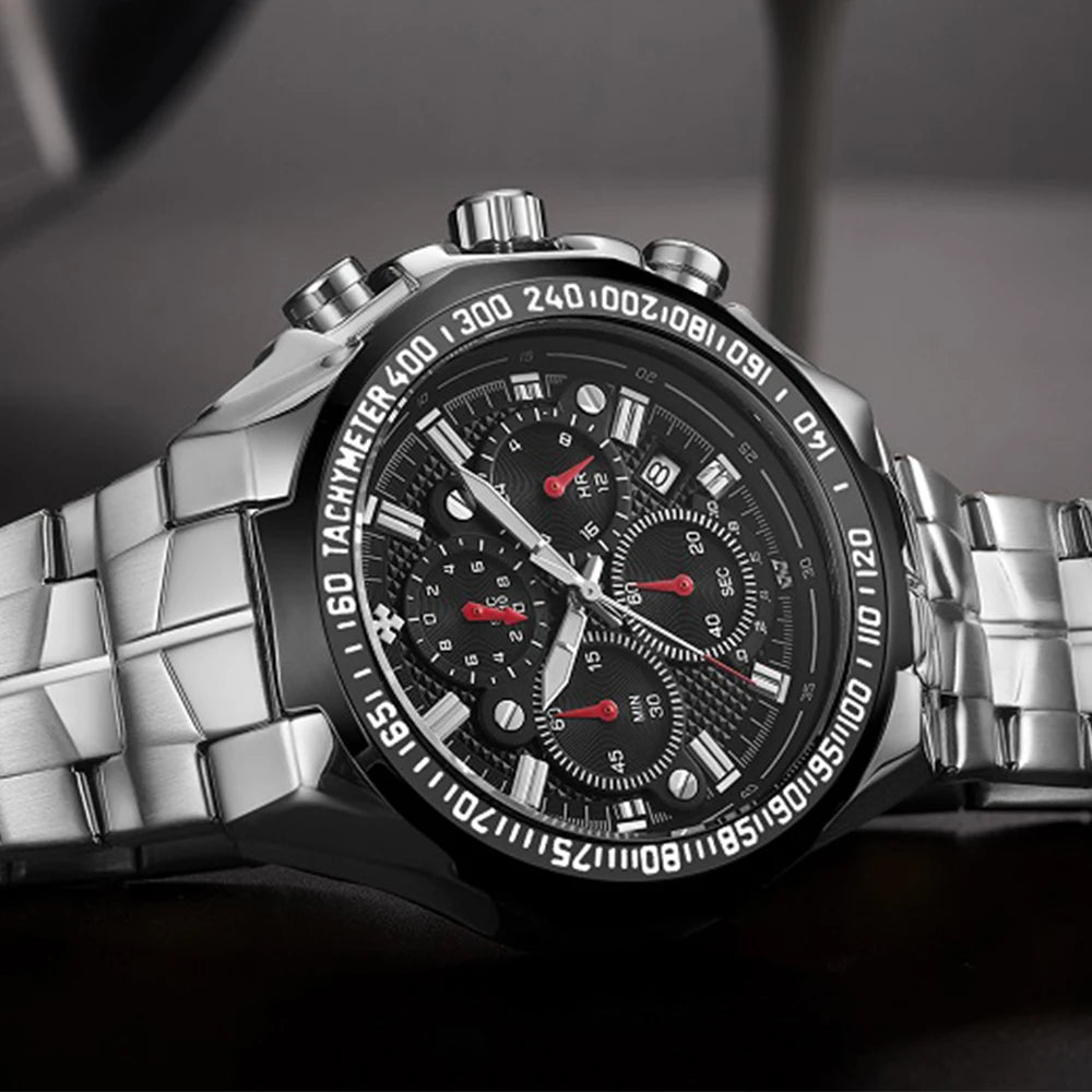 WWOOR Men’s Stainless Steel Quartz Chronograph Watch, Model 8868