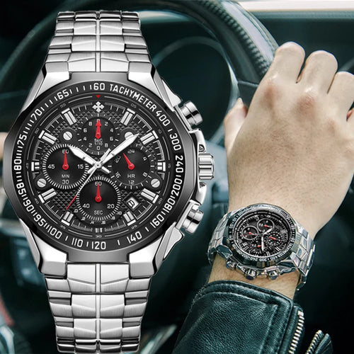 WWOOR Men’s Stainless Steel Quartz Chronograph Watch, Model 8868