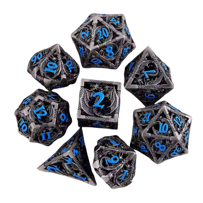 Metal Dragon Dice Set - Hollow D&D Polyhedral Dice
