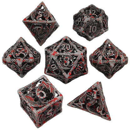 Metal Dragon Dice Set - Hollow D&D Polyhedral Dice