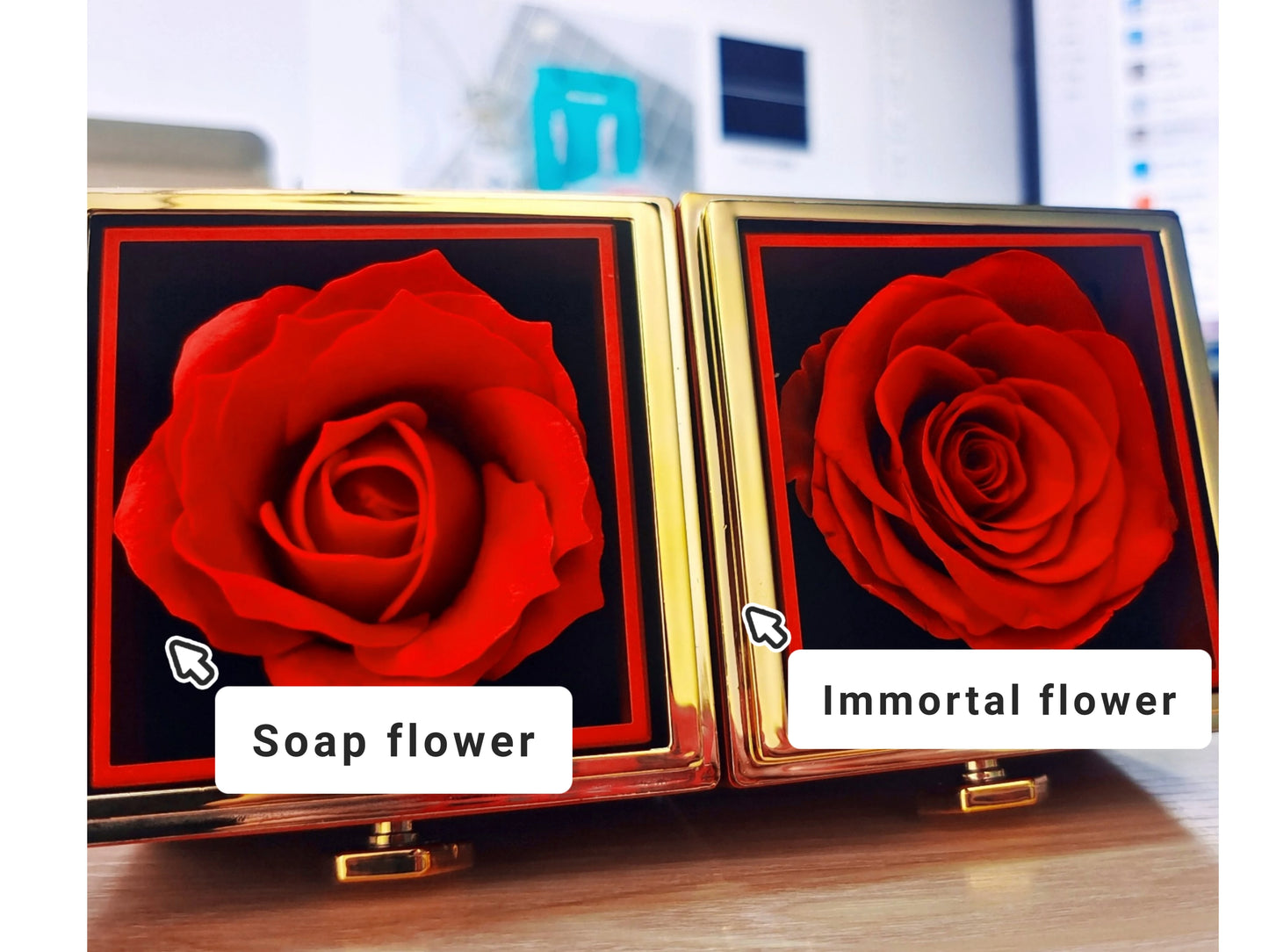 Eternal Rose Box with Custom Envelope Necklace Gift Set