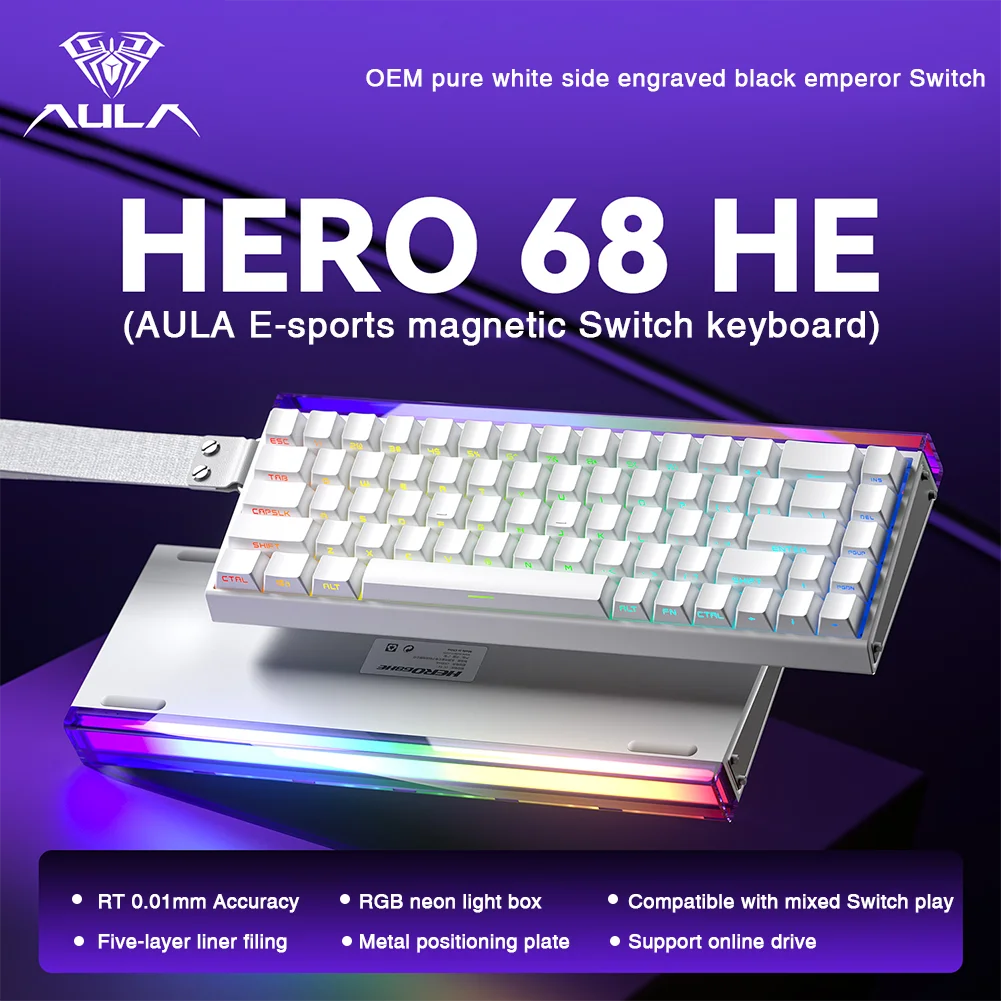 AULA HERO 68HE Magnetic Switch Keyboard - Rapid Trigger, 8K, Hot-Swap, RGB