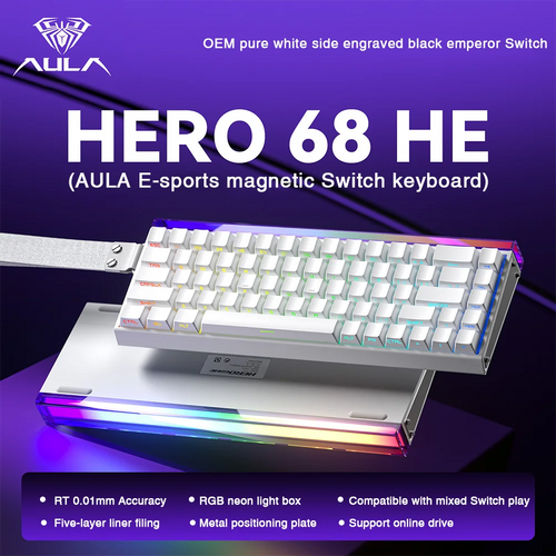 AULA HERO 68HE Magnetic Switch Keyboard - Rapid Trigger, 8K, Hot-Swap, RGB