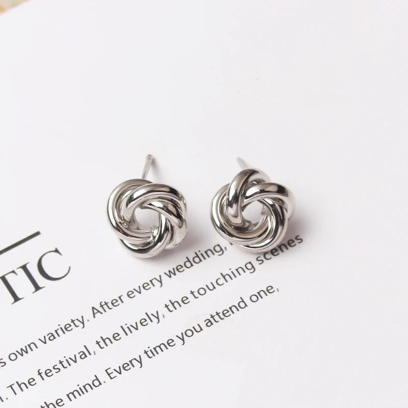 925 Sterling Silver Stud Earrings - Twist Knot Design