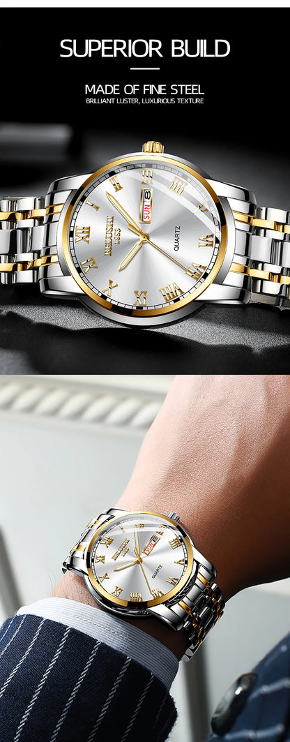 BELUSHI 556 Men's Sport Quartz Watch - Roman Numeral, Luminous, 3ATM, Stainless Steel Band