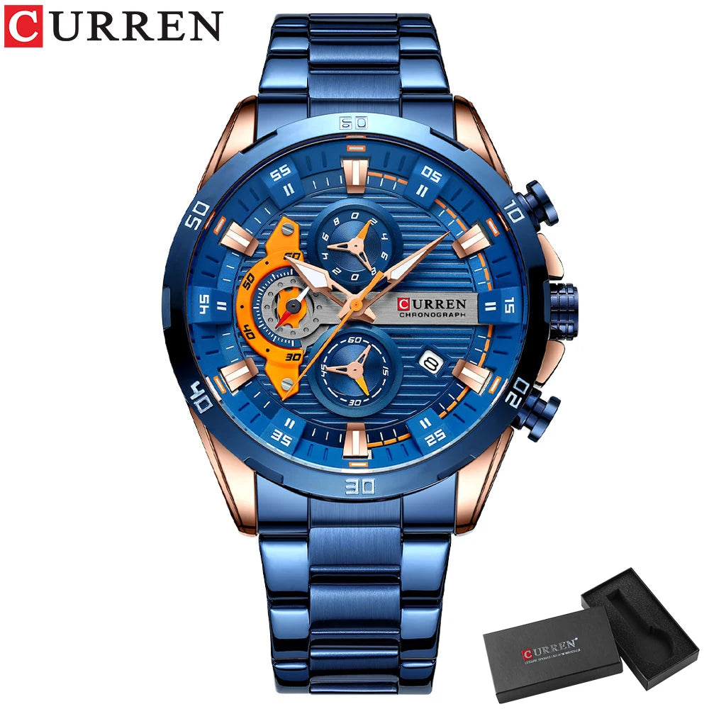 CURREN Men’s Stainless Steel Quartz Chronograph Watch, Model 8402