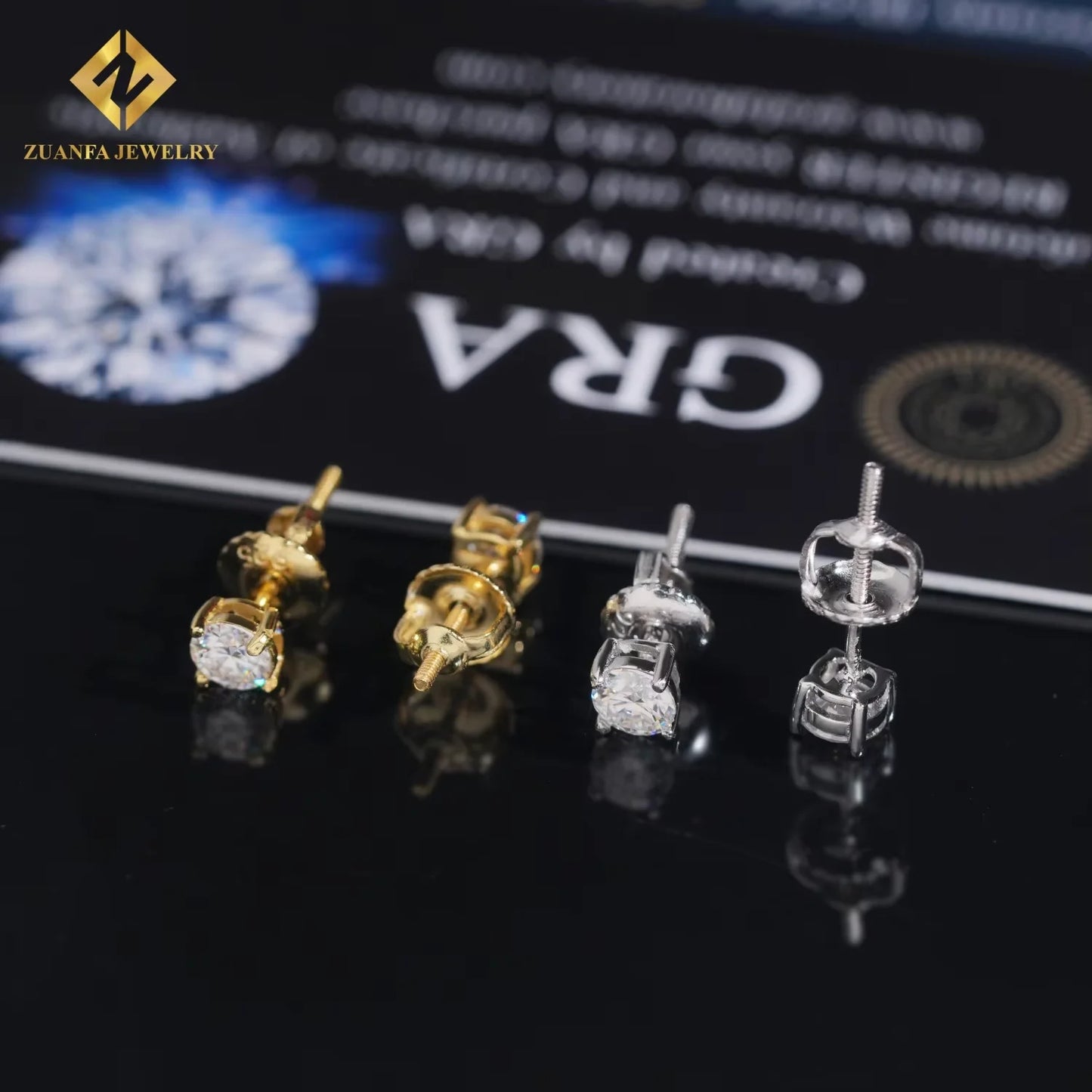 Moissanite Stud Earrings - 925 Sterling Silver, GRA Certified