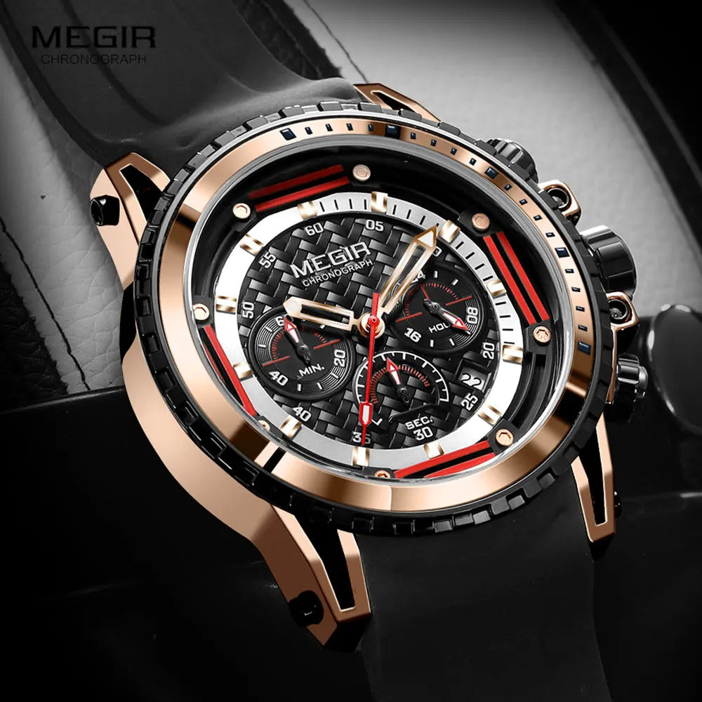 MEGIR MN2143G Men’s Chronograph Quartz Watch with Silicone Strap