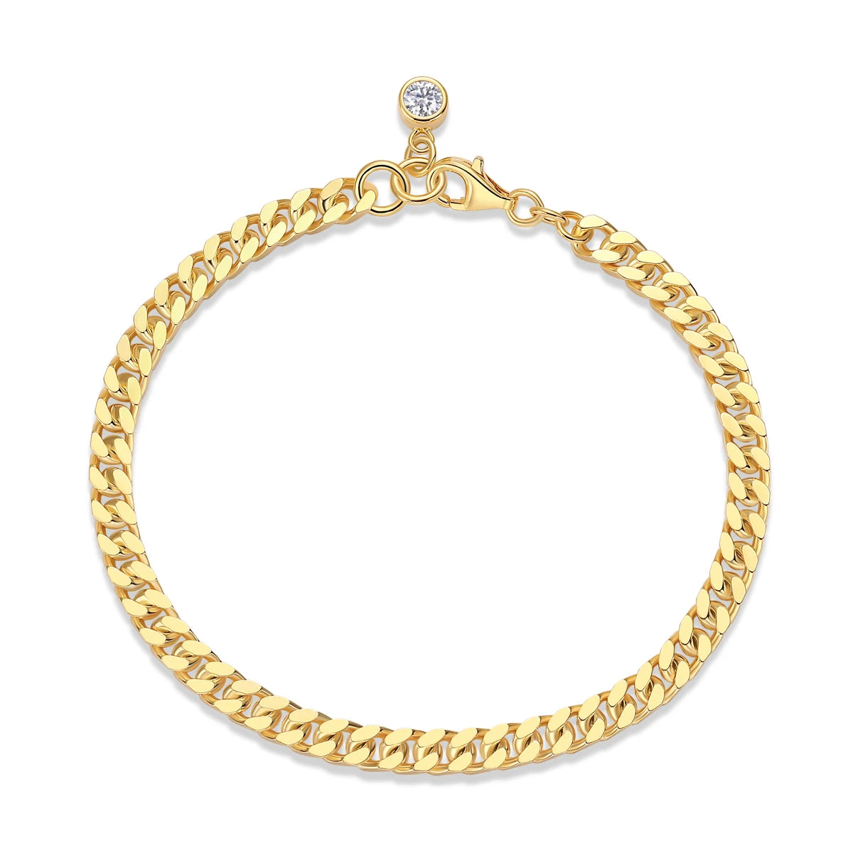 Moissanite Cuban Chain Bracelet - 18K Gold Plated S925 Silver