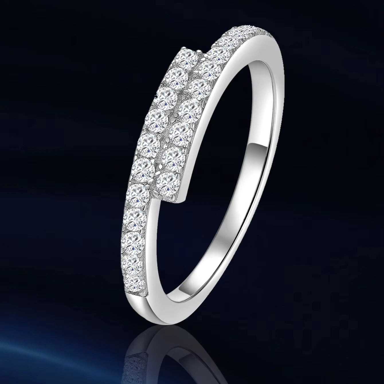 Moissanite Pavé Ring - 925 Sterling Silver, D Color