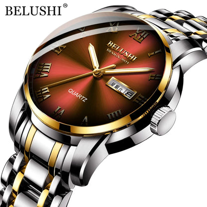BELUSHI 556 Men's Sport Quartz Watch - Roman Numeral, Luminous, 3ATM, Stainless Steel Band