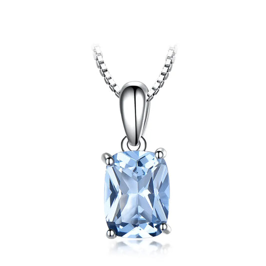 Blue Topaz Pendant Necklace - 925 Sterling Silver