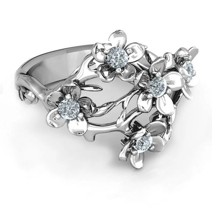 Huitan Flower Cubic Zirconia Statement Ring for Women