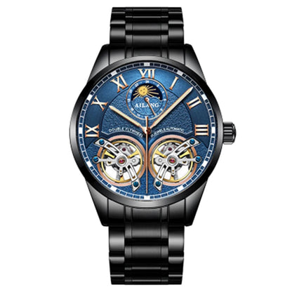 AILANG AL-8822 Double Flywheel Automatic Watch - Moon Phase, Transparent Back, Luxury