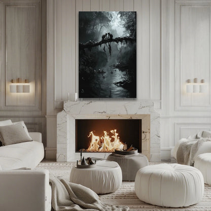 Gothic Lovers Canvas Wall Art - Forest River Scene