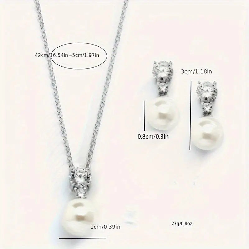 Pearl Jewelry Set - White Gold Electroplated