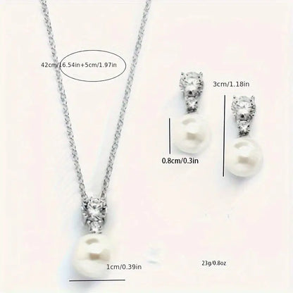 Pearl Jewelry Set - White Gold Electroplated