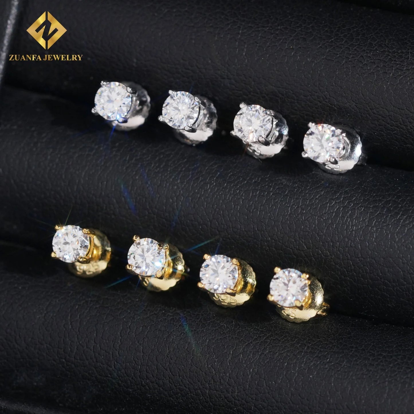 Moissanite Stud Earrings - 925 Sterling Silver, GRA Certified