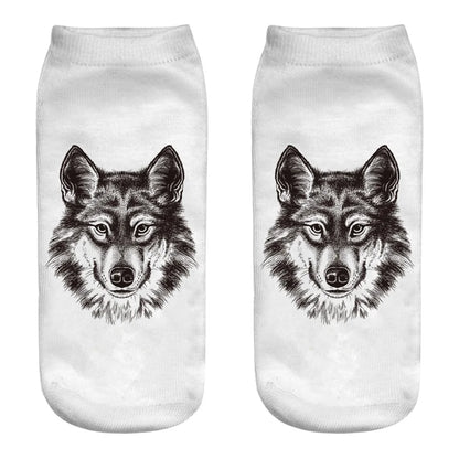 Wild Wolf Series Unisex Sox Women's Funny Cartoon Animal Cute 3D Print Ankle Socks Hot Fashion Punk Gothic Club Sokken