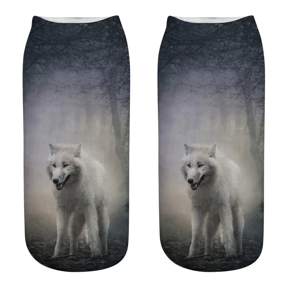 Wild Wolf Series Unisex Sox Women's Funny Cartoon Animal Cute 3D Print Ankle Socks Hot Fashion Punk Gothic Club Sokken