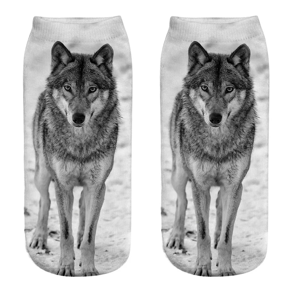 Wild Wolf Series Unisex Sox Women's Funny Cartoon Animal Cute 3D Print Ankle Socks Hot Fashion Punk Gothic Club Sokken