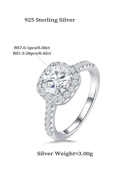 Round Brilliant Moissanite Wedding Ring - 925 Sterling Silver