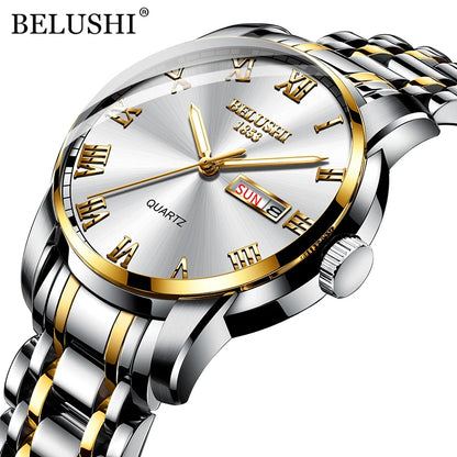 BELUSHI 556 Men's Sport Quartz Watch - Roman Numeral, Luminous, 3ATM, Stainless Steel Band