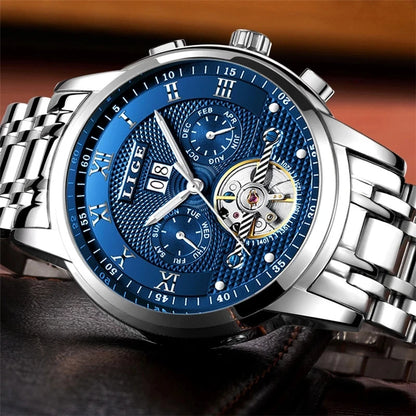 LIGE LG9841 Men’s Automatic Mechanical Watch with Stainless Steel Band