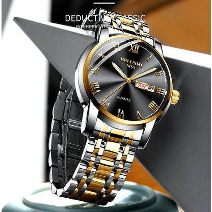 BELUSHI 556 Men's Sport Quartz Watch - Roman Numeral, Luminous, 3ATM, Stainless Steel Band