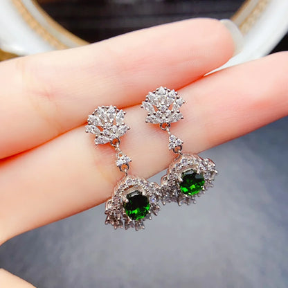 Natural Diopside Earrings - 925 Silver Valentine's Day Jewelry