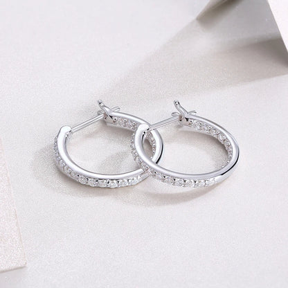 Moissanite Hoop Earrings - 925 Sterling Silver, D Color VVS1