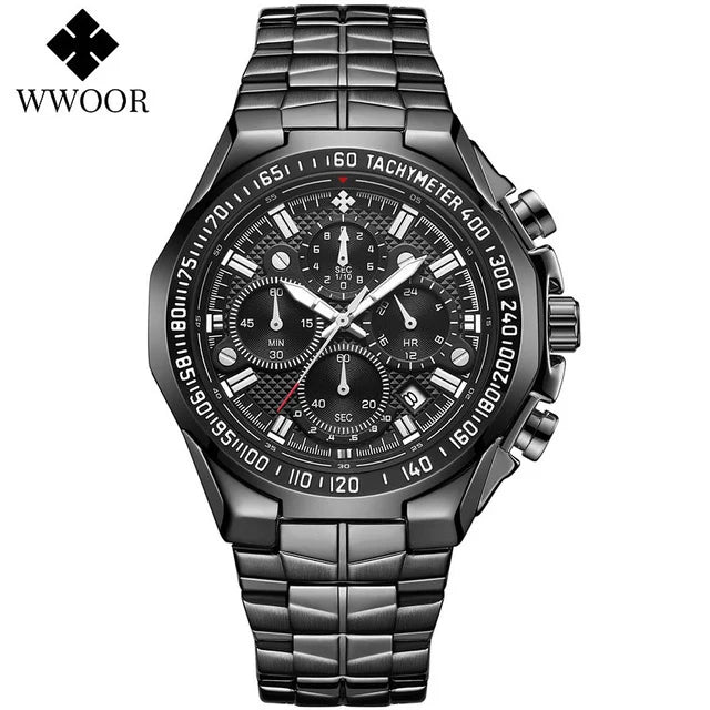 WWOOR Men’s Stainless Steel Quartz Chronograph Watch, Model 8868