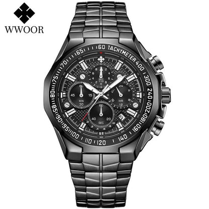 WWOOR Men’s Stainless Steel Quartz Chronograph Watch, Model 8868