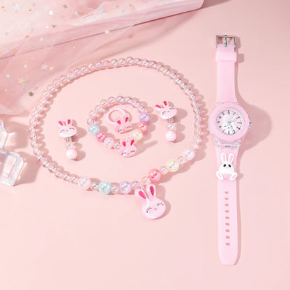 LED Light-Up Bunny Watch & Jewelry Set - Pink