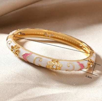 Cloisonné Enamel Bangle - Chinese Palace Style Flower Design