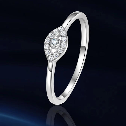 Delicate Moissanite Ring - 925 Sterling Silver, Rhodium Plated