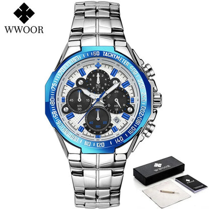WWOOR Men’s Stainless Steel Quartz Chronograph Watch, Model 8868