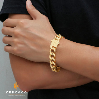 14mm 18K Gold Plated Cuban Chain Necklace for Men