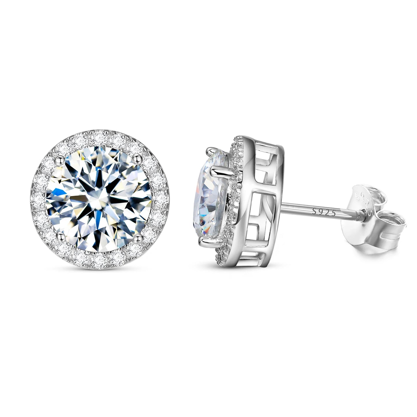 Moissanite Stud Earrings - 925 Sterling Silver Valentine's Day Gift