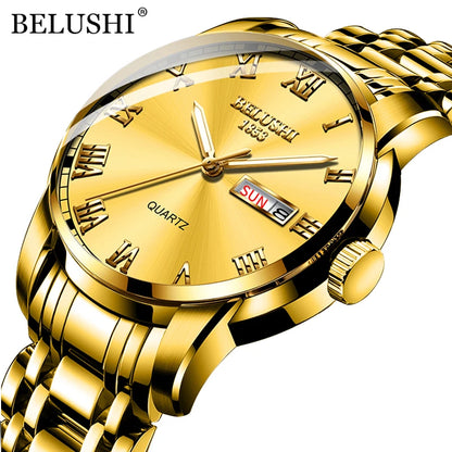 BELUSHI 556 Men's Sport Quartz Watch - Roman Numeral, Luminous, 3ATM, Stainless Steel Band
