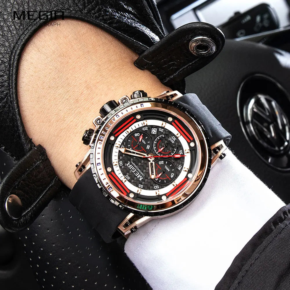 MEGIR MN2143G Men’s Chronograph Quartz Watch with Silicone Strap