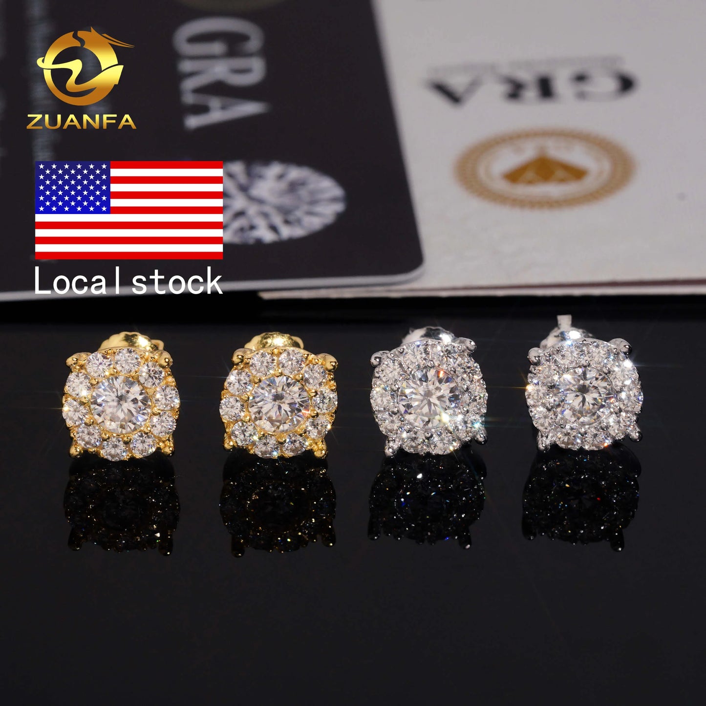 VVS1 Moissanite Stud Earrings - 925 Sterling Silver