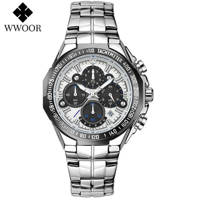 WWOOR Men’s Stainless Steel Quartz Chronograph Watch, Model 8868